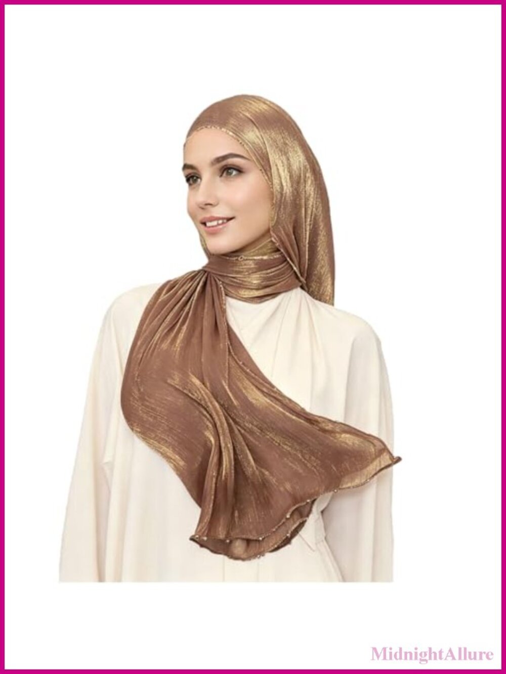 Hijab Scarf Lightweight Sheer Crepe Beaded Head Wrap Shawl